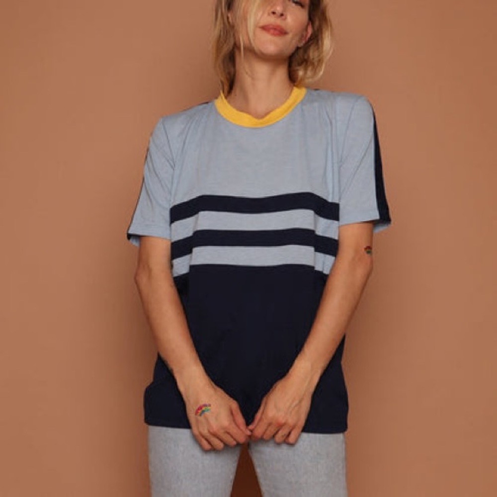 Camp Collection Millie Vintage Retro Look Ringer T-Shirt Size Extra Small
